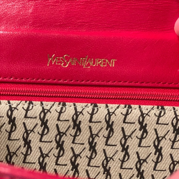 💯 AUTH RARE YVES SAINT LAURENT BOW RED  CLUTCH - Picture 3 of 4